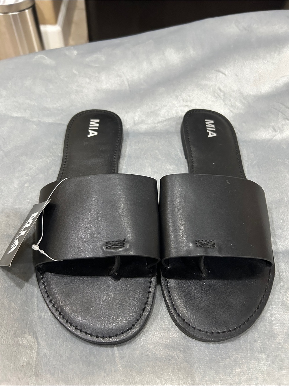 MIA Black Wide-Band Slide Mules